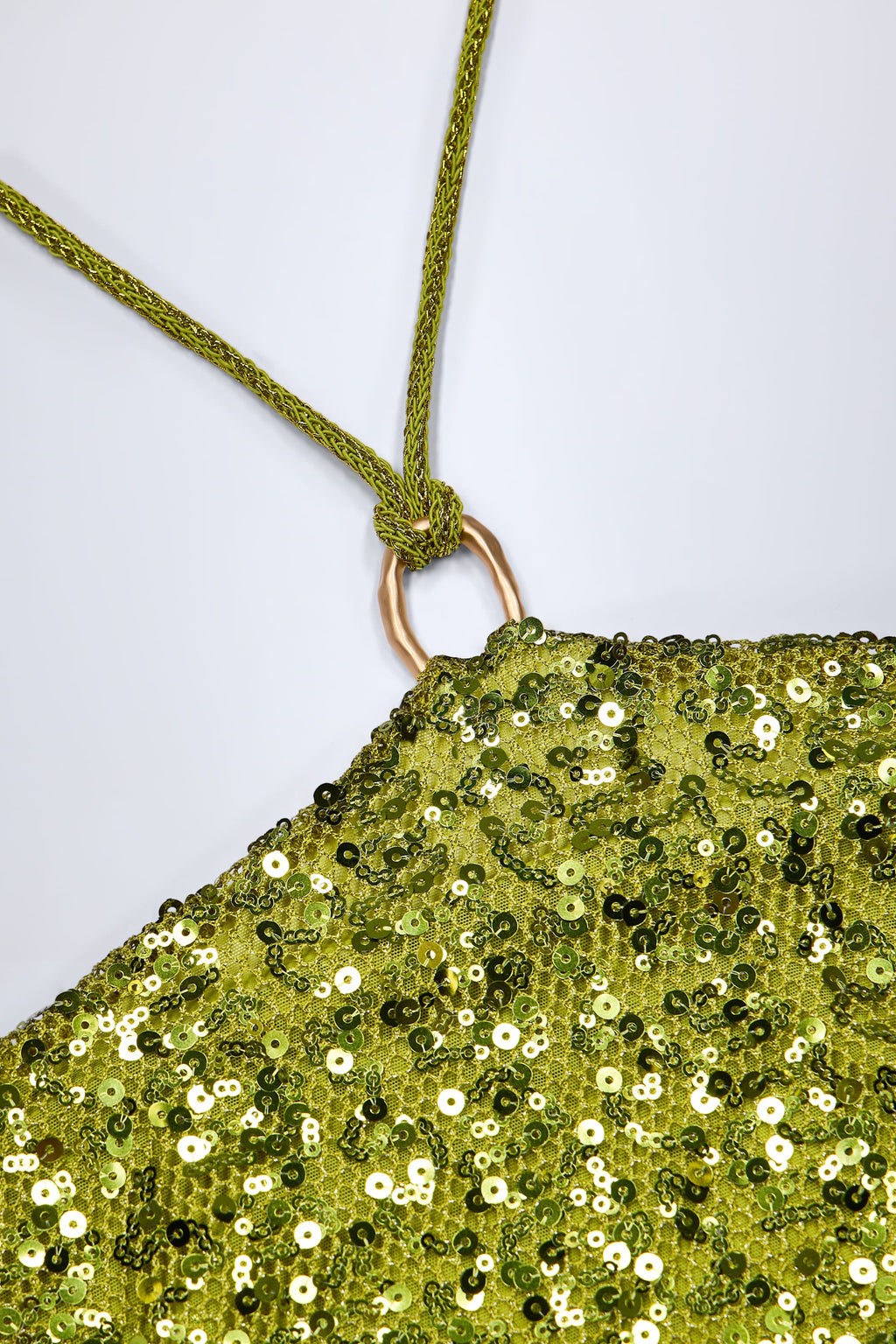 Chic Embellished Hardware-Detail Strappy Maxi Skirt in Olive Green