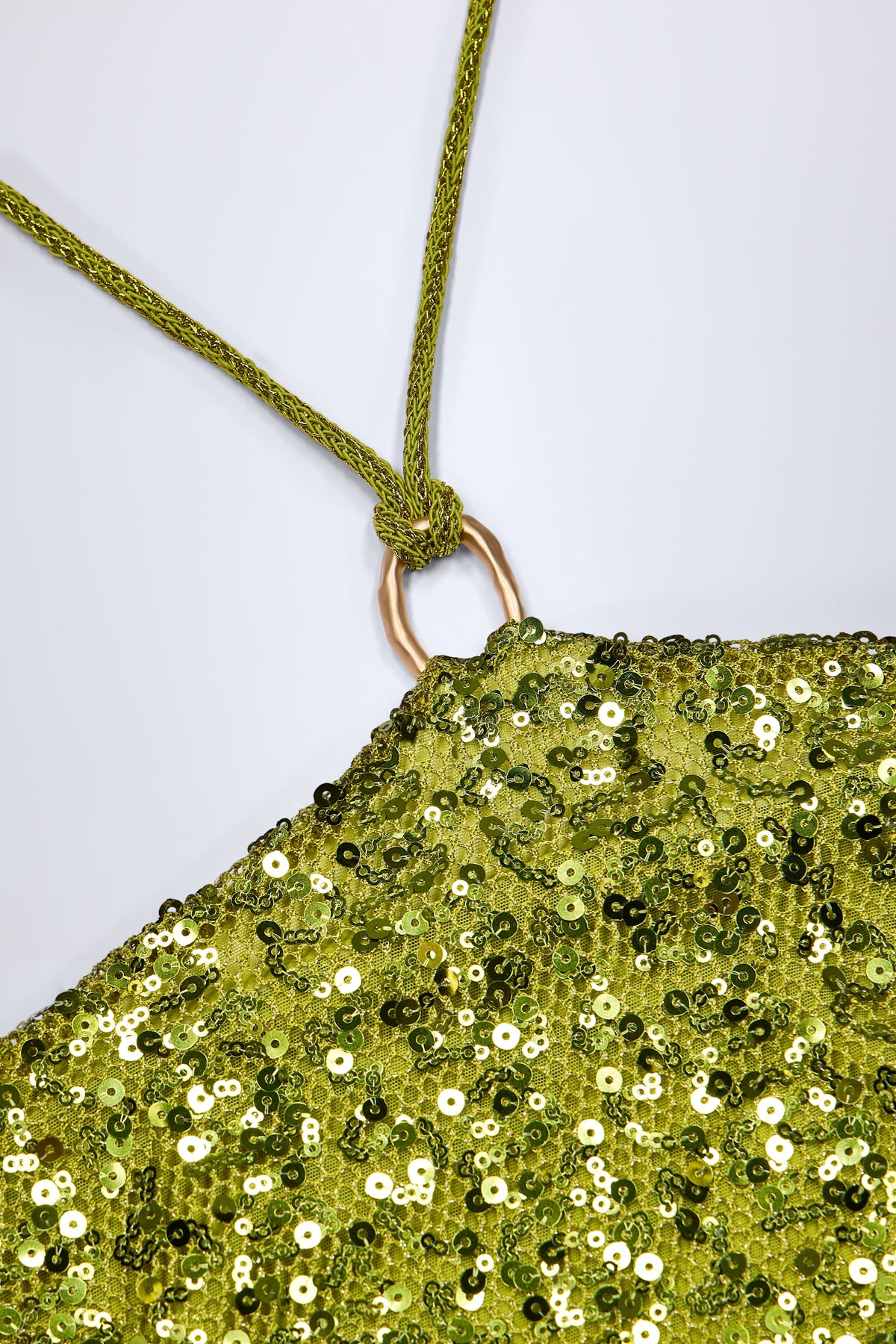 Chic Embellished Hardware-Detail Strappy Maxi Skirt in Olive Green