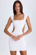 Chic Cut-Out Lace-Up Mini Dress in White