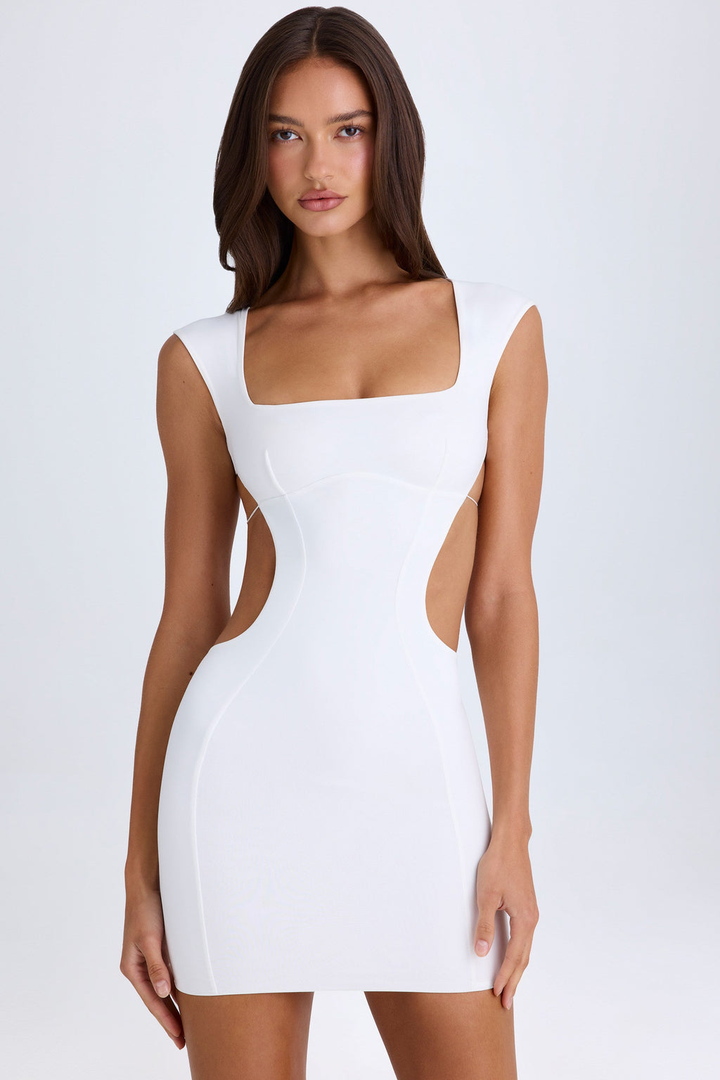 Chic Cut-Out Lace-Up Mini Dress in White