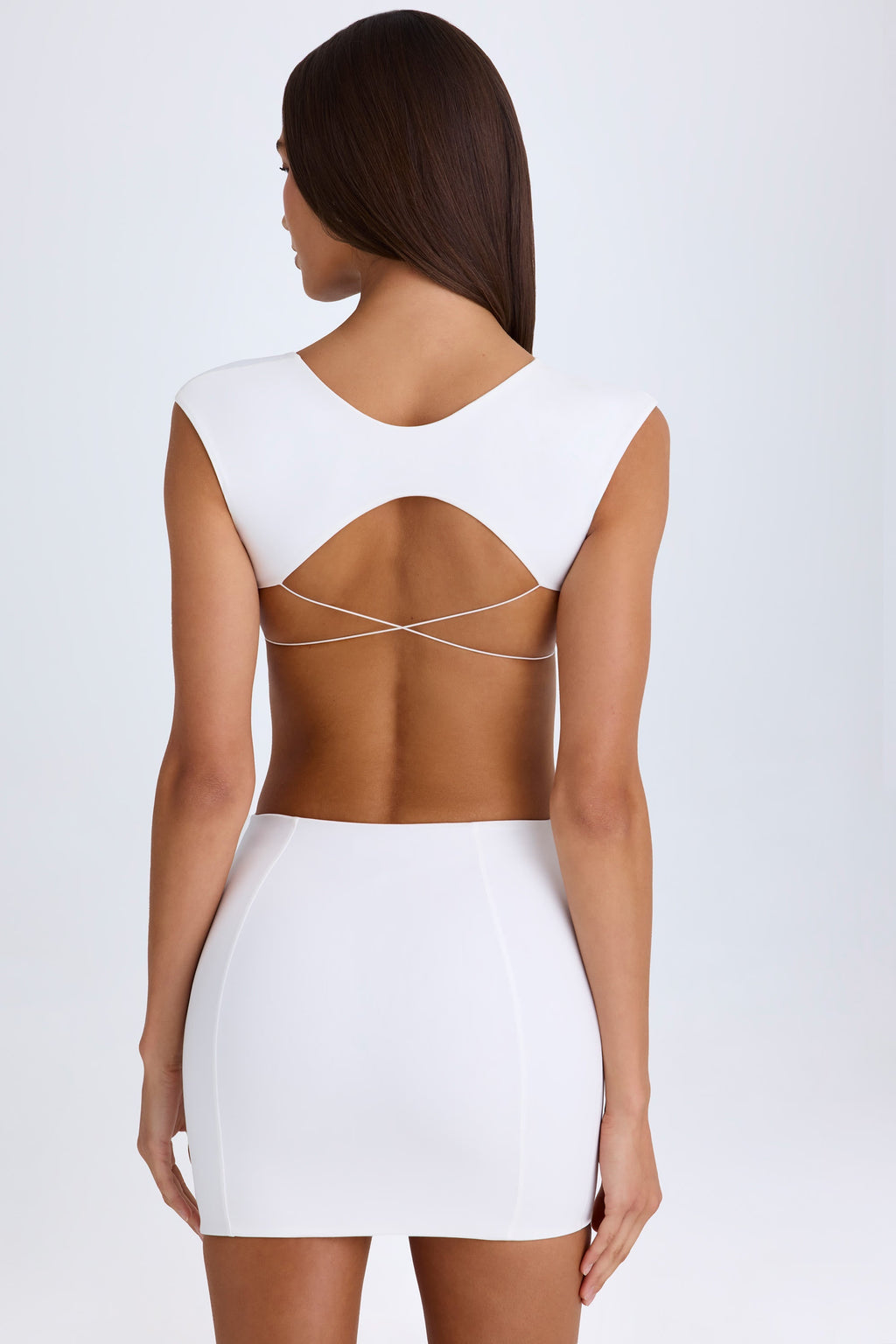 Chic Cut-Out Lace-Up Mini Dress in White