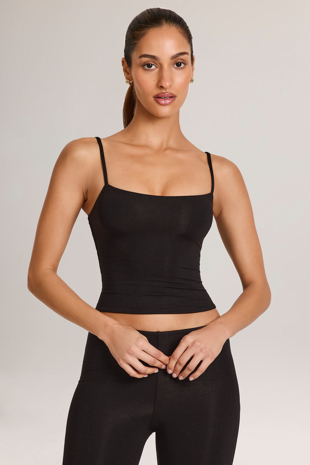 Chic Modal Scoop-Neck Tank Top in Black