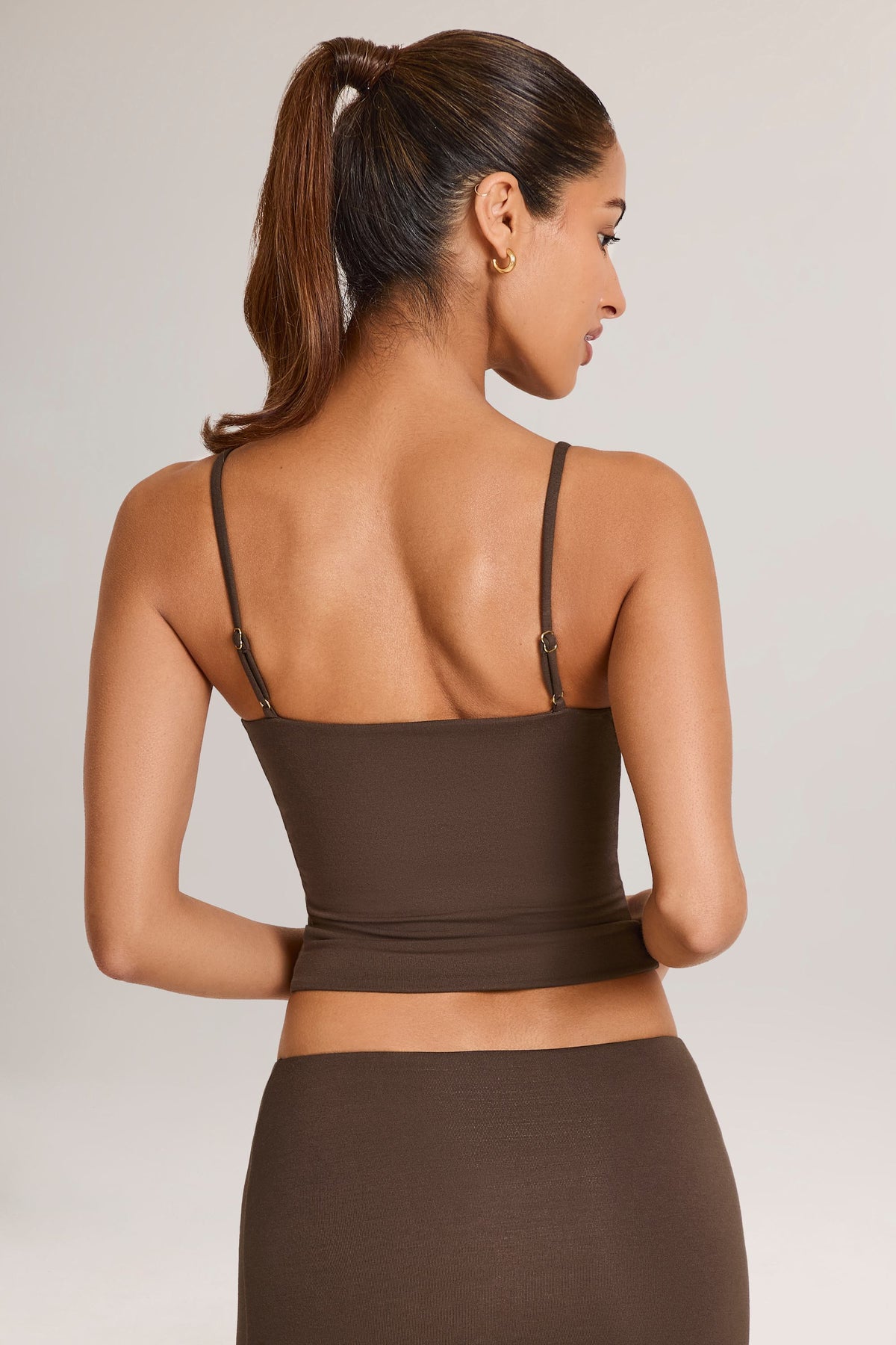 Chic Modal Scoop-Neck Tank Top in Chocolate Brown