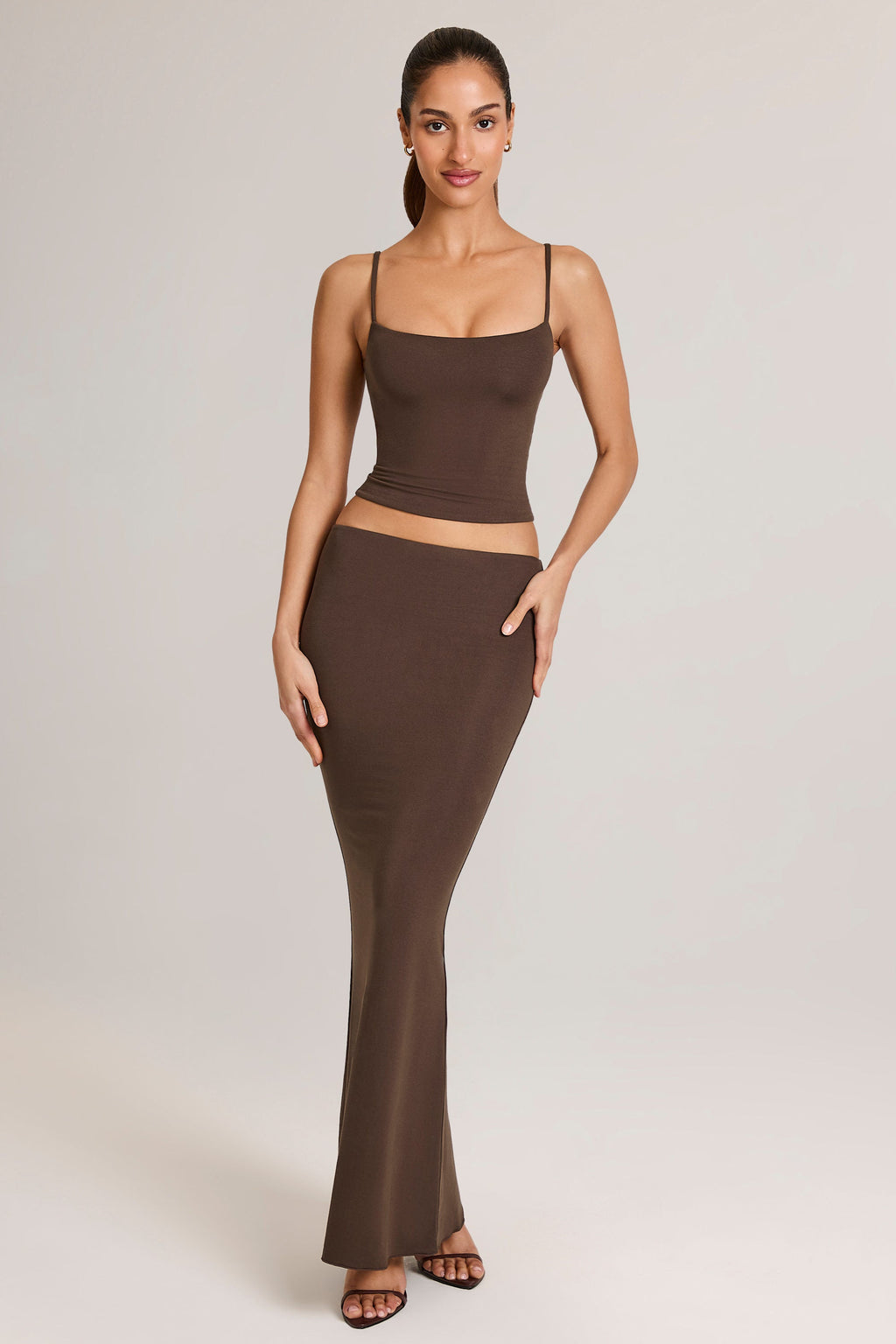 Chic Modal Scoop-Neck Tank Top in Chocolate Brown