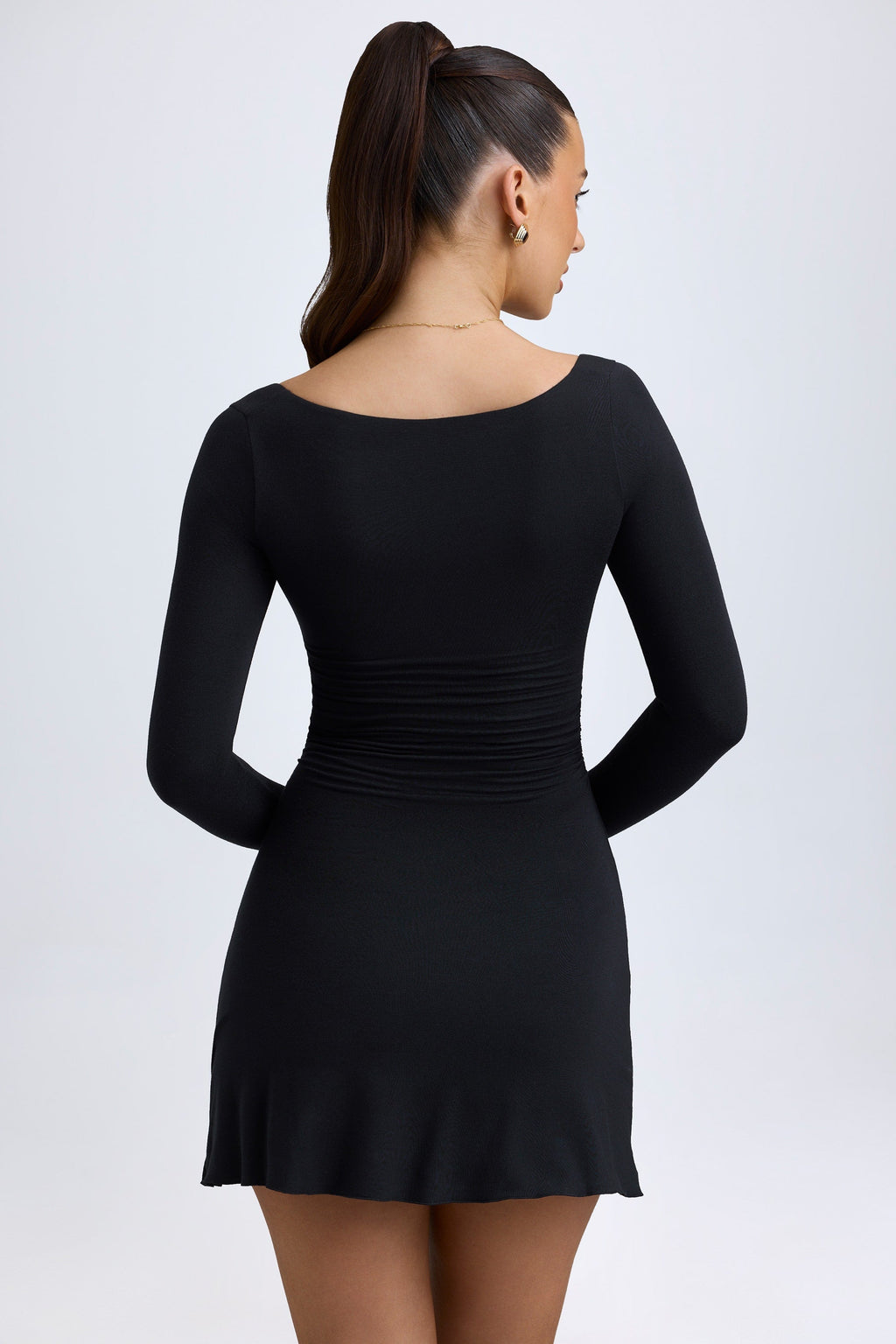 Chic Modal Layered A-Line Mini Dress in Black