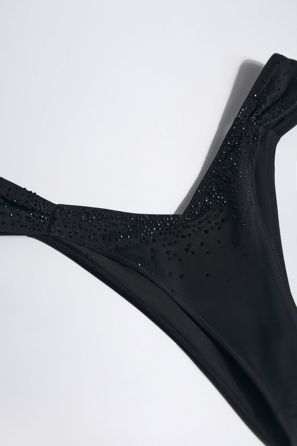 Chic Embellished Ruched Cheeky Bikini Bottoms in Black