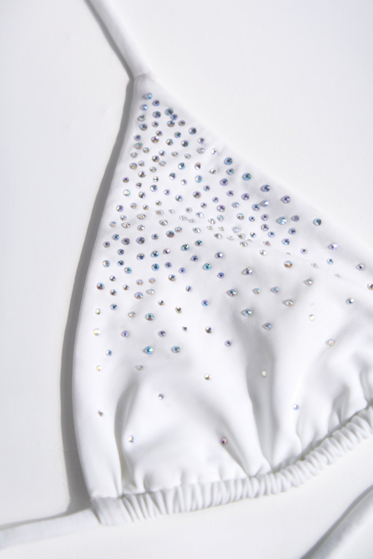 Chic Embellished Triangle Bikini Top in White