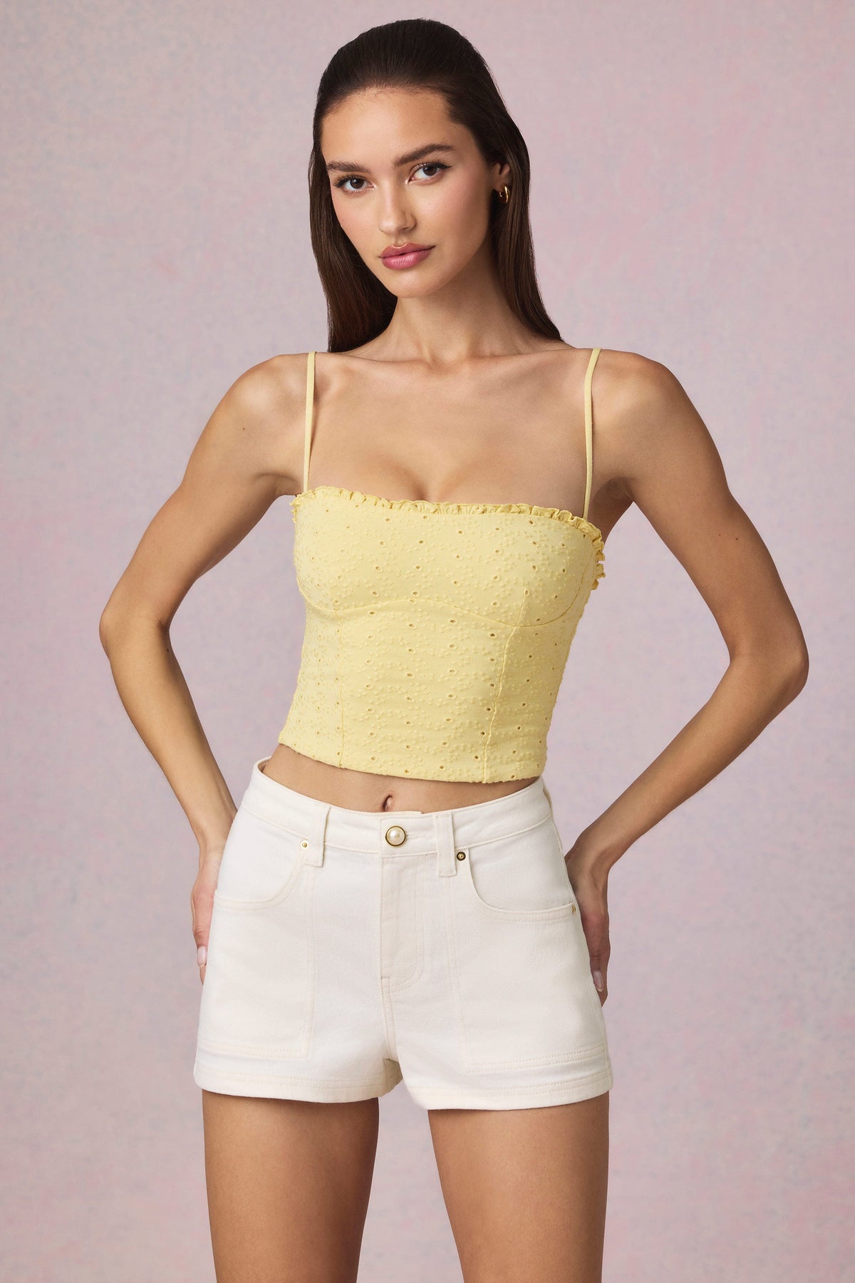 Chic High-Waist A-Line Shorts in Ecru Wash