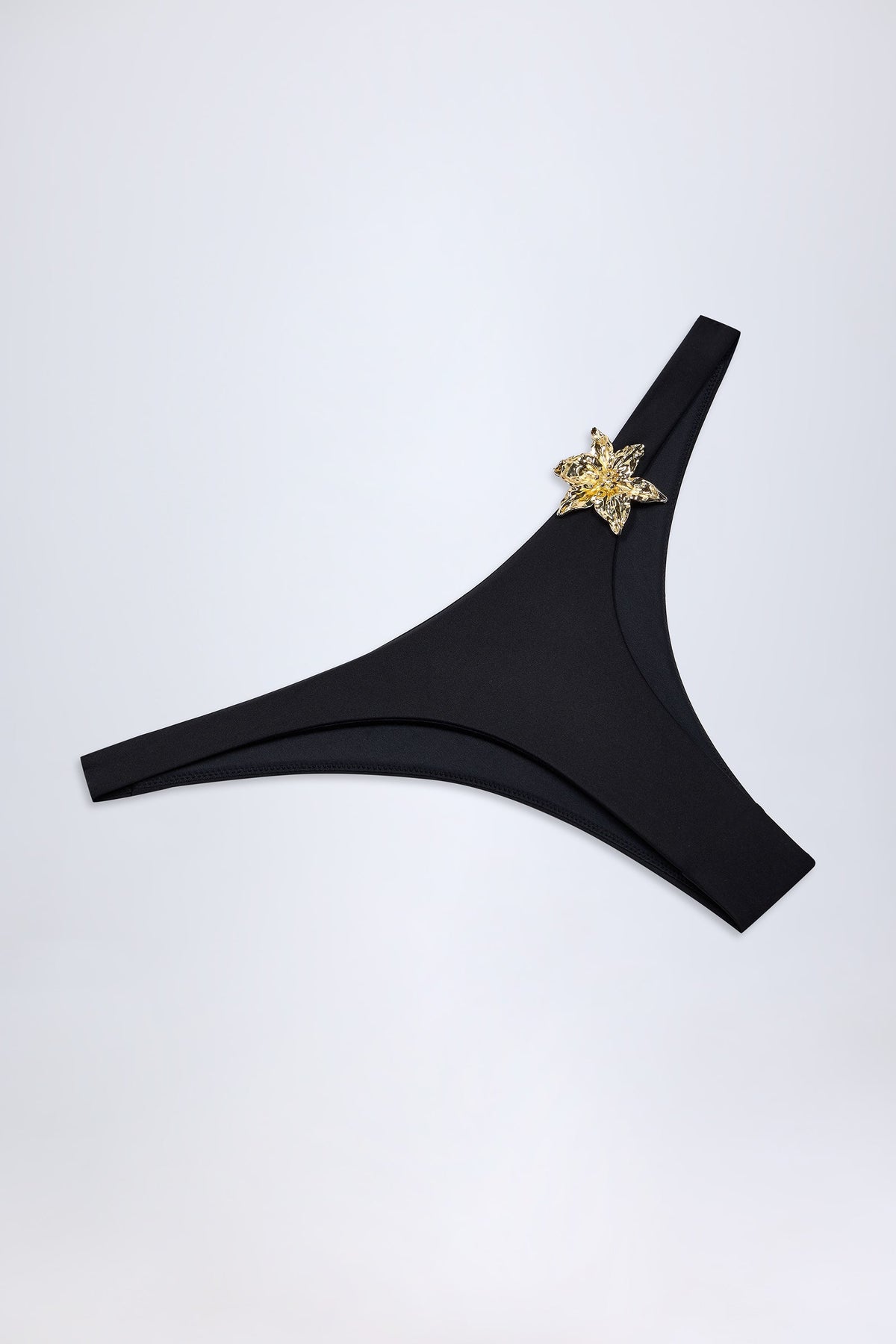 Chic Hardware-Detail Cheeky Bikini Bottoms in Black