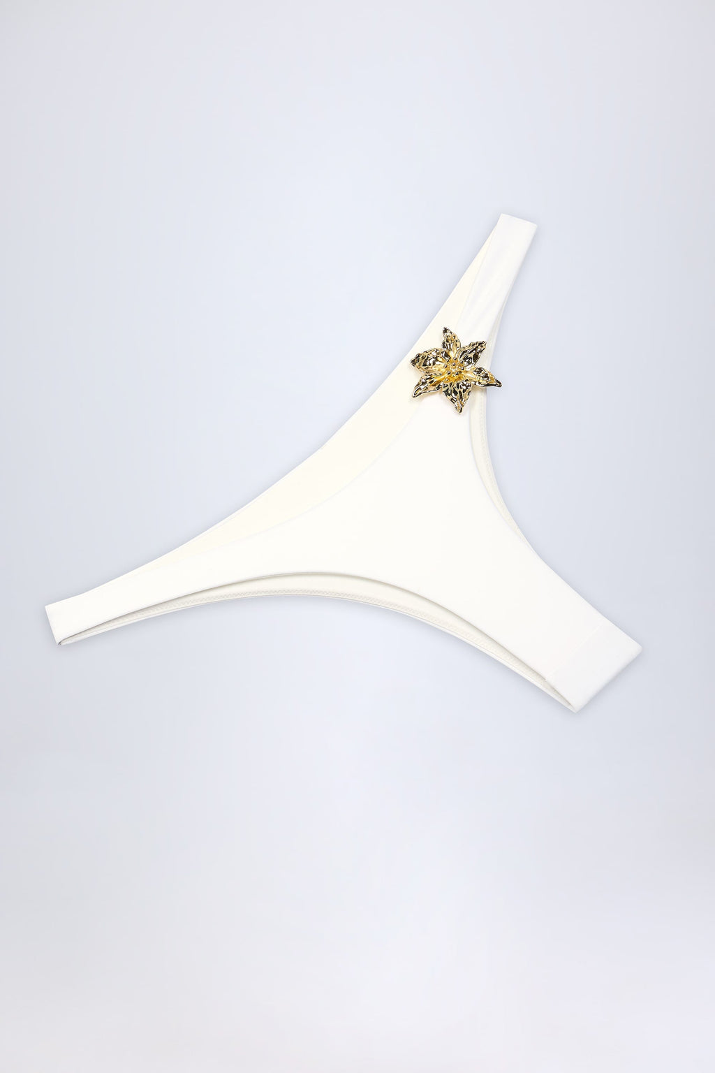Chic Hardware-Detail Cheeky Bikini Bottoms in White