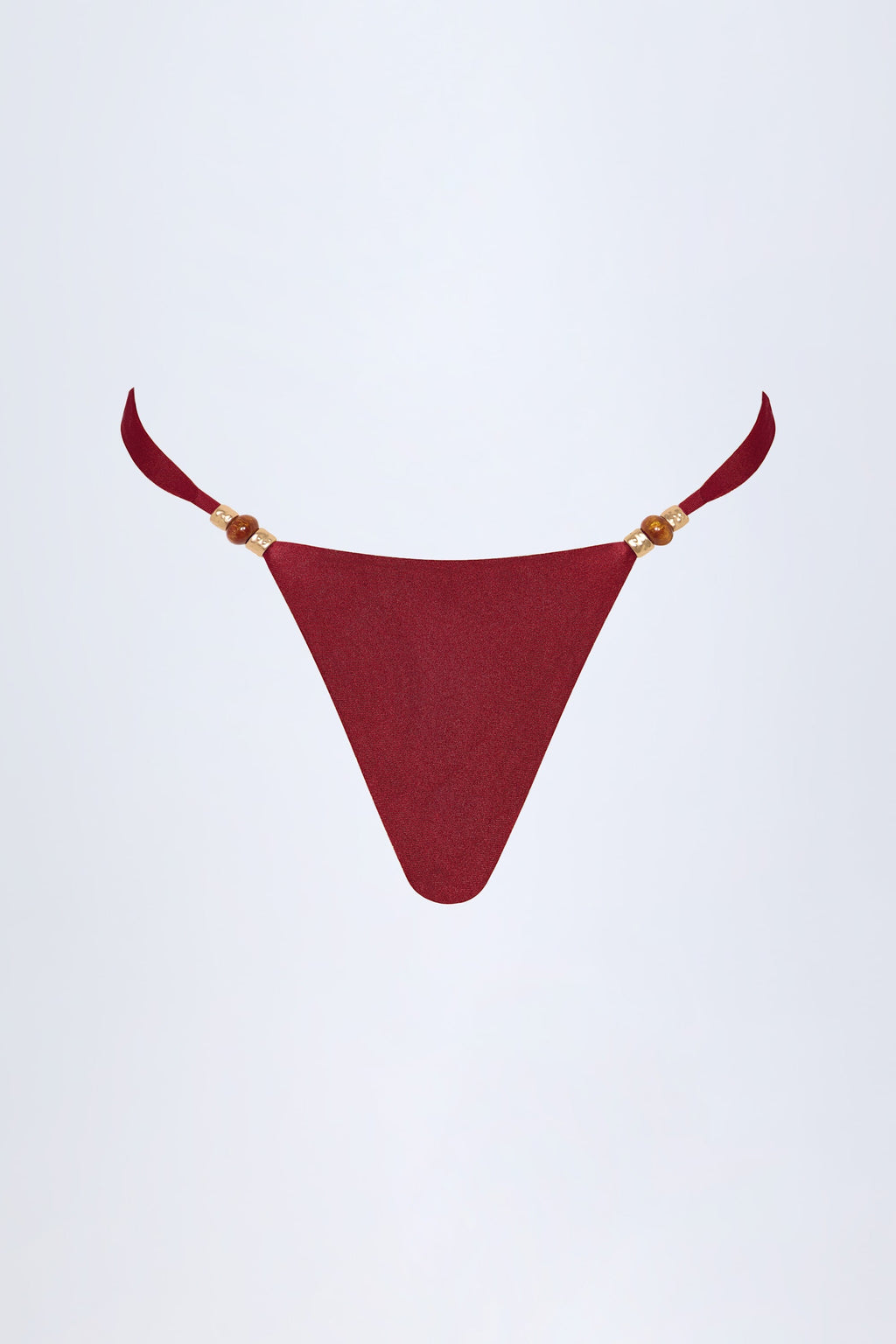 Chic Bead-Embellished Cheeky Bikini Bottoms in Dark Cherry