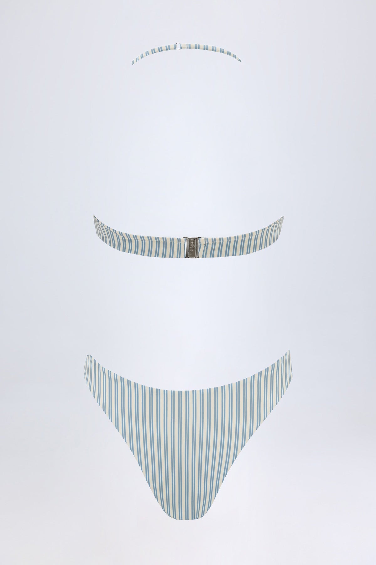 Chic Cut-Out Halterneck Swimsuit in Teal Double Stripe