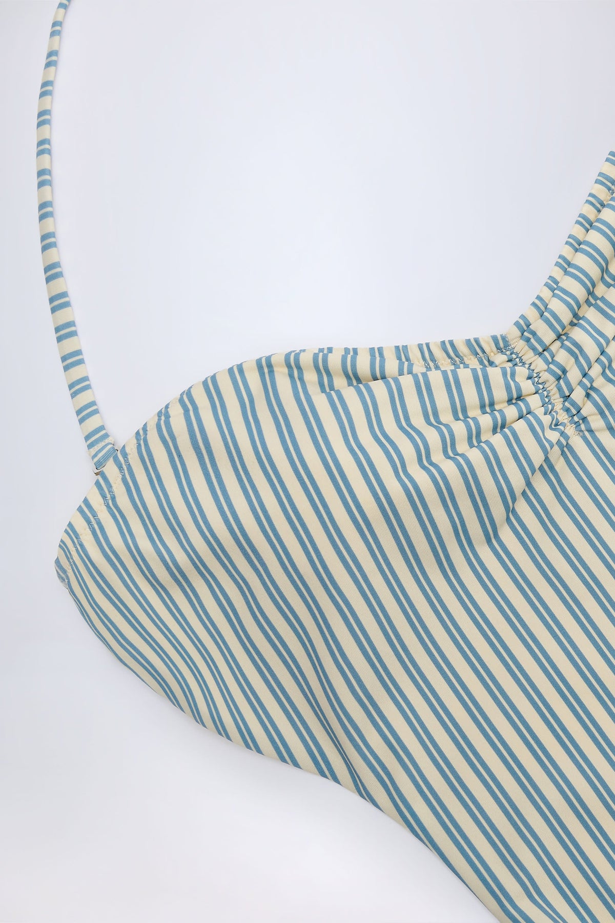 Chic Cut-Out Halterneck Swimsuit in Teal Double Stripe