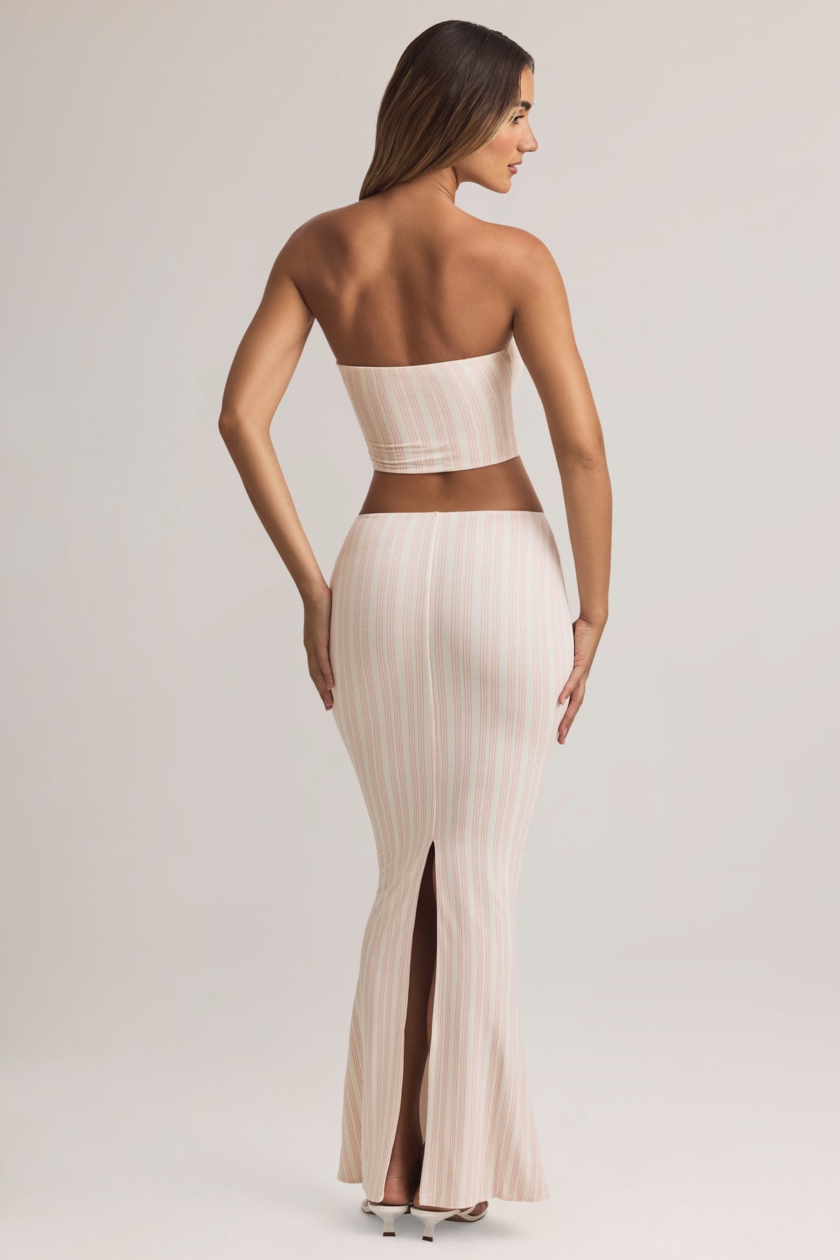 Chic Modal Mid-Rise Maxi Skirt in Stripe Print