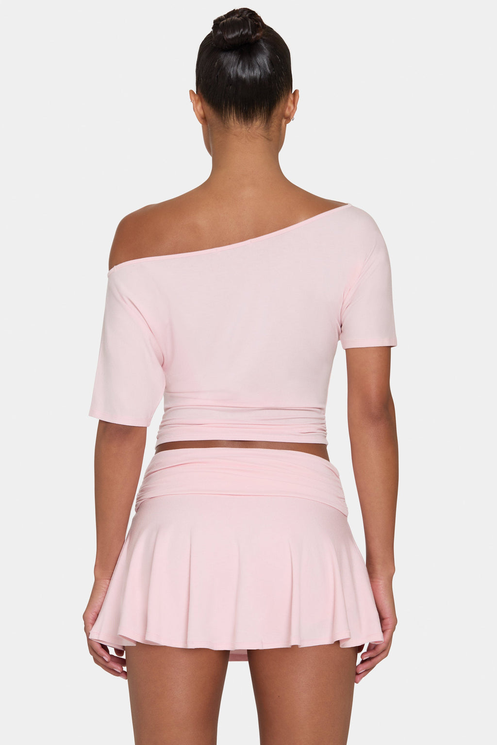 Chic ButterCloud Slouchy Off-Shoulder Top in Blush