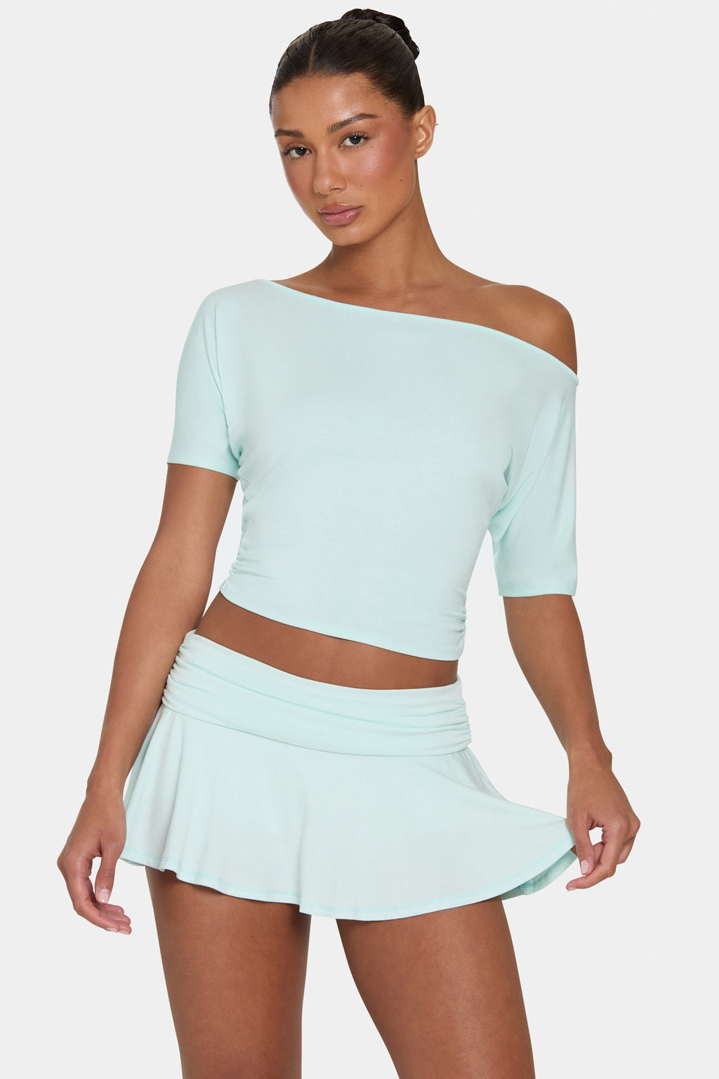 Chic ButterCloud Slouchy Off-Shoulder Top in Peppermint