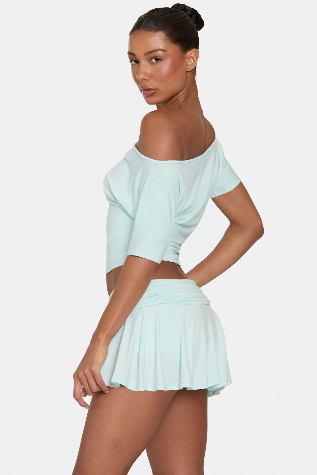 Chic ButterCloud Slouchy Off-Shoulder Top in Peppermint