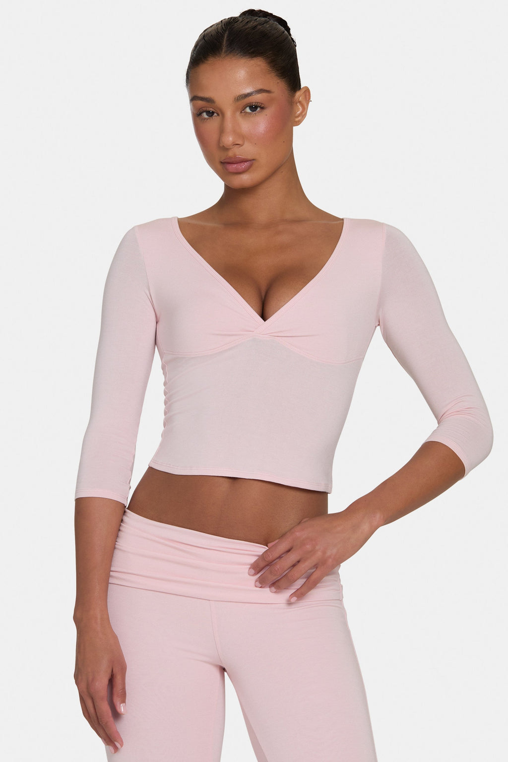 Chic ButterCloud 34 Sleeve Top in Blush