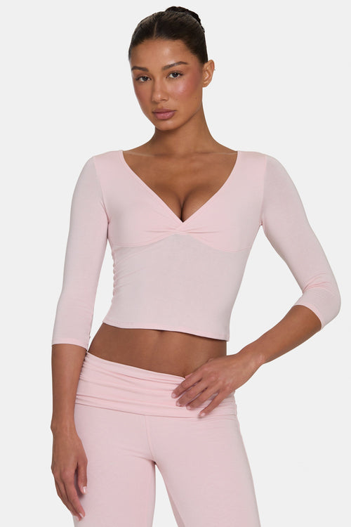 Chic ButterCloud 34 Sleeve Top in Blush