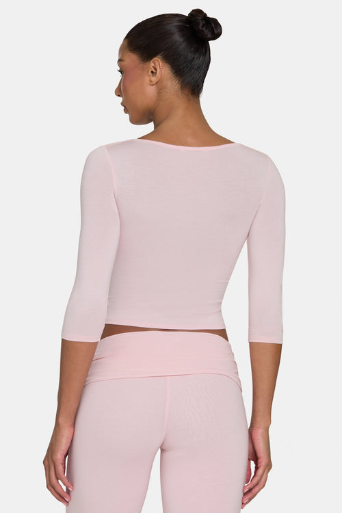 Chic ButterCloud 34 Sleeve Top in Blush