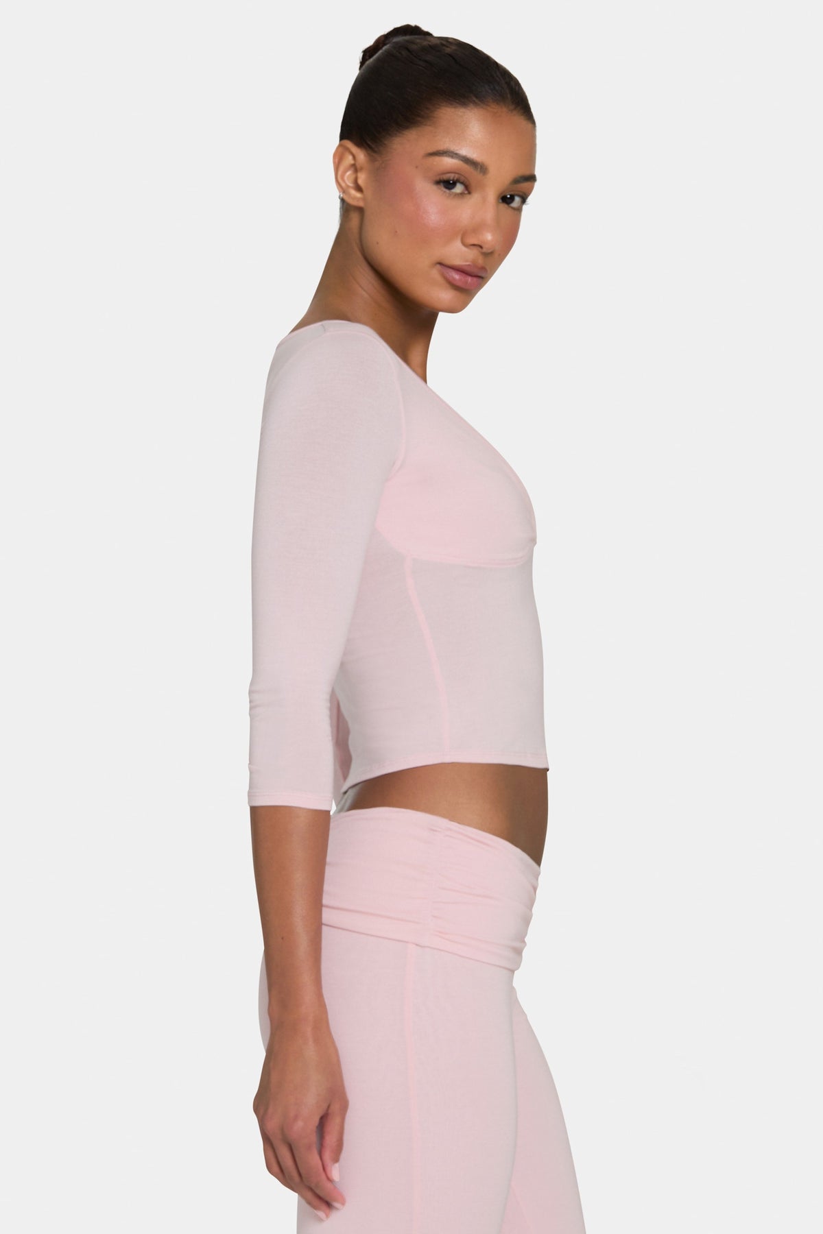 Chic ButterCloud 34 Sleeve Top in Blush