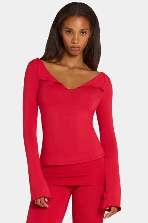 Chic ButterCloud Long-Sleeve Top in Chilli