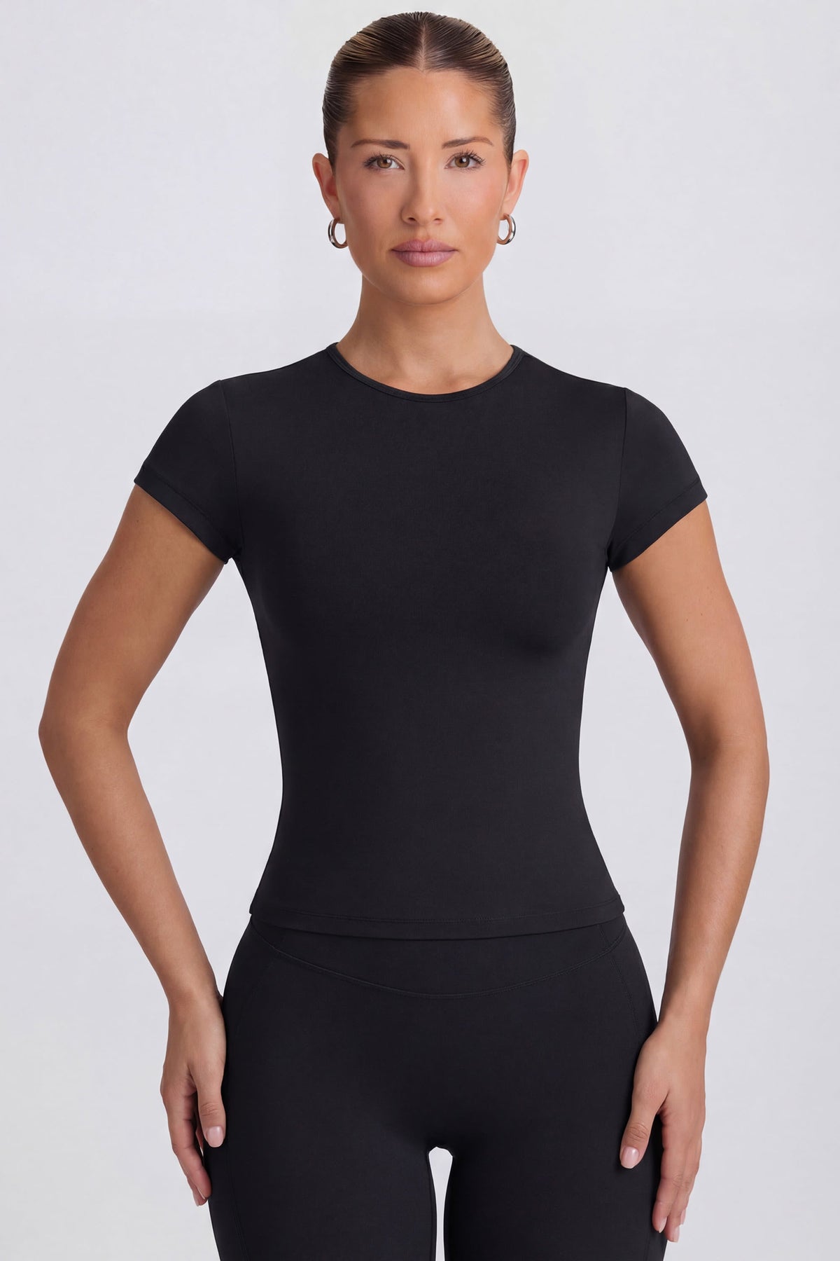 Chic Cut-Out Longline T-Shirt in Black
