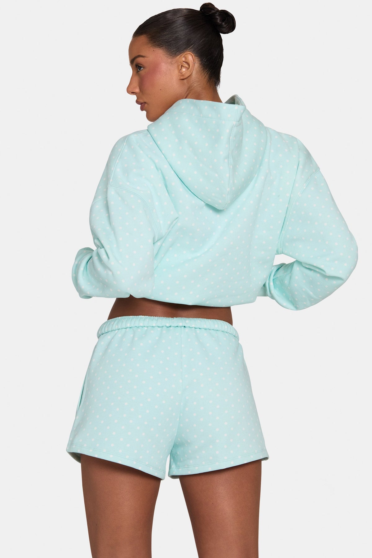 Chic Oversized Applique Hoodie in Peppermint Polka Dot