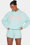 Chic Oversized Applique Hoodie in Peppermint Polka Dot
