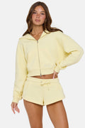 Chic Oversized Zip-Up Hoodie in Buttercream