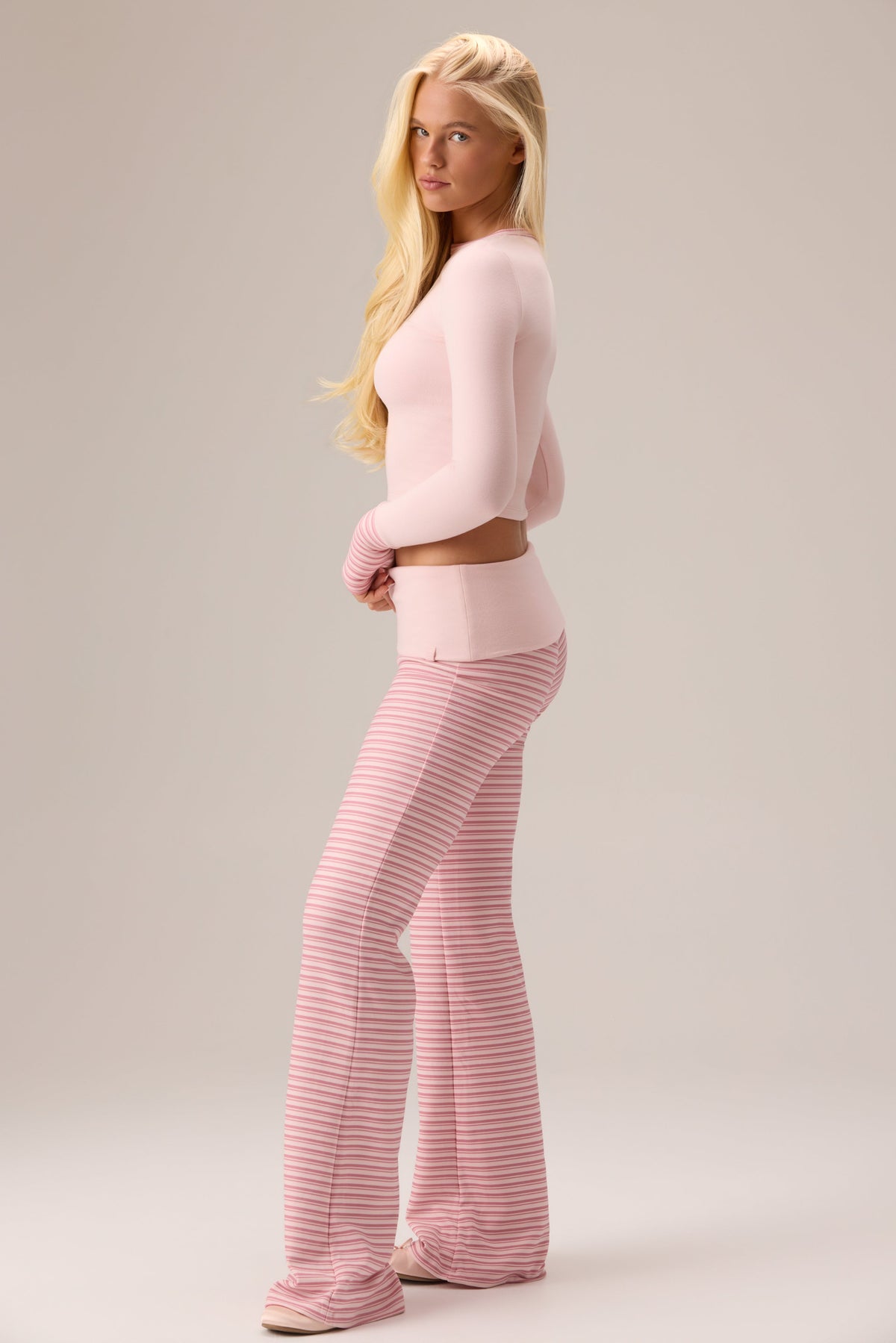 Chic Plush Jersey Long-Sleeve Top in Ballet