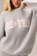Chic Ribbed Knit Oversized Jumper in Pebble