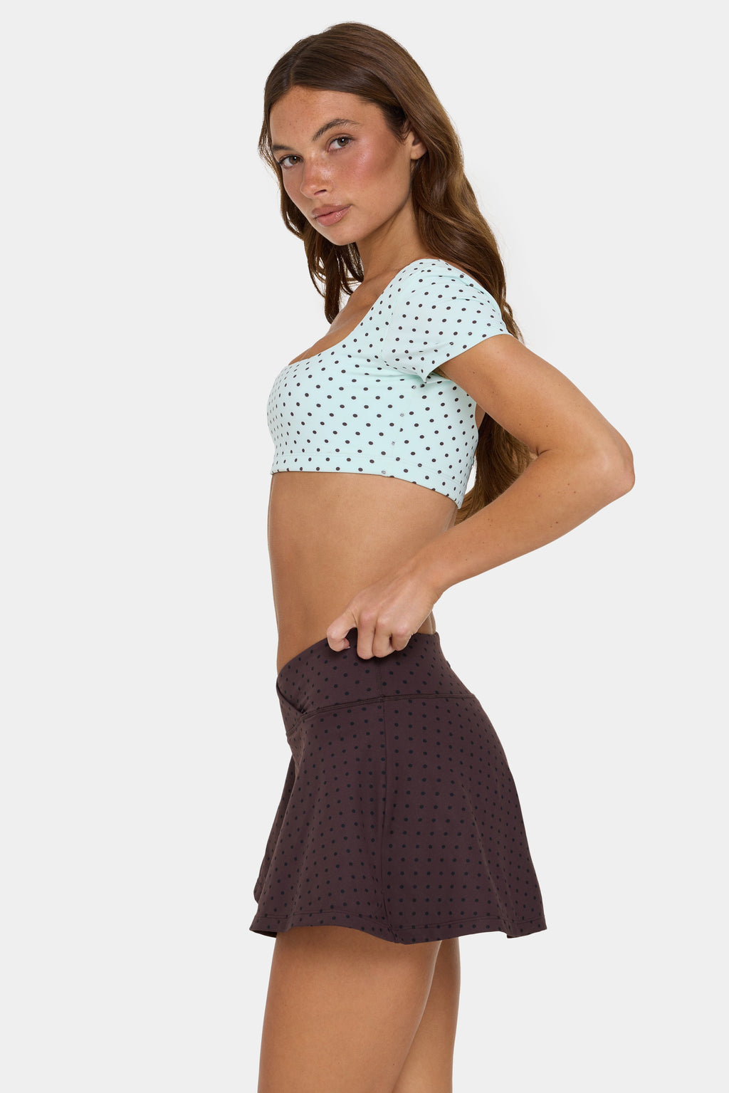 Chic Soft Active Cap Sleeve Crop Top in Mint Chip