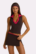 Chic Soft Active Collared Tank Top in Truffle