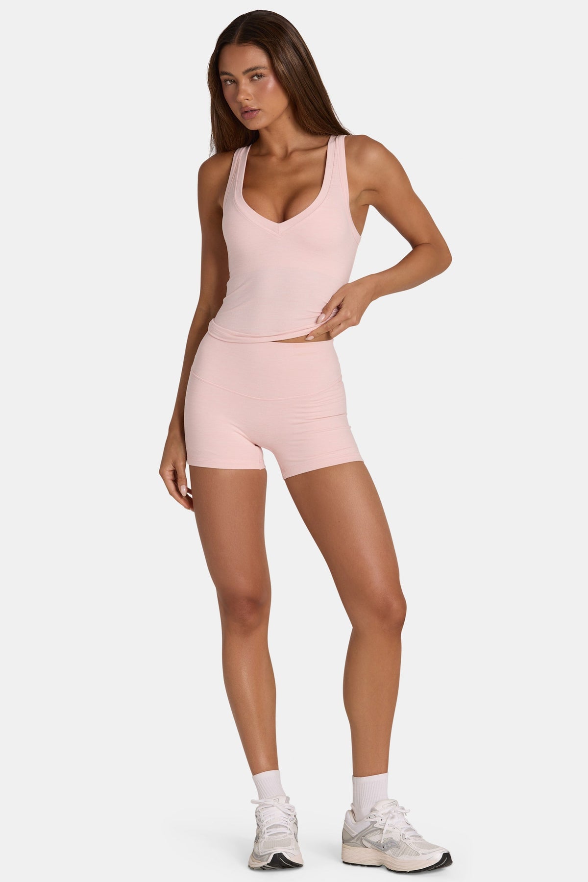 Chic Soft Active Mini Shorts in Blush Marl