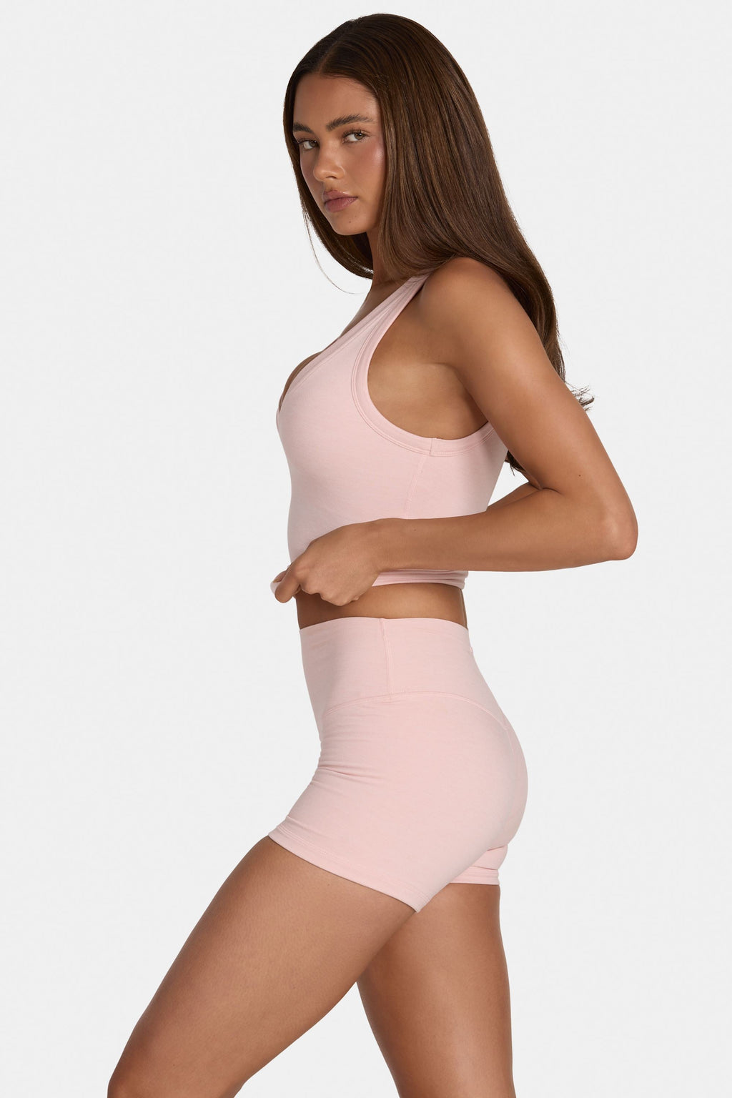 Chic Soft Active Mini Shorts in Blush Marl