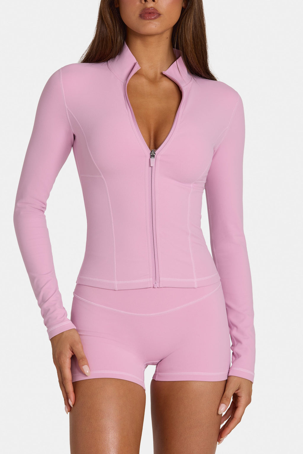 Chic Soft Active Zip-Up Jacket in Sweet Pink