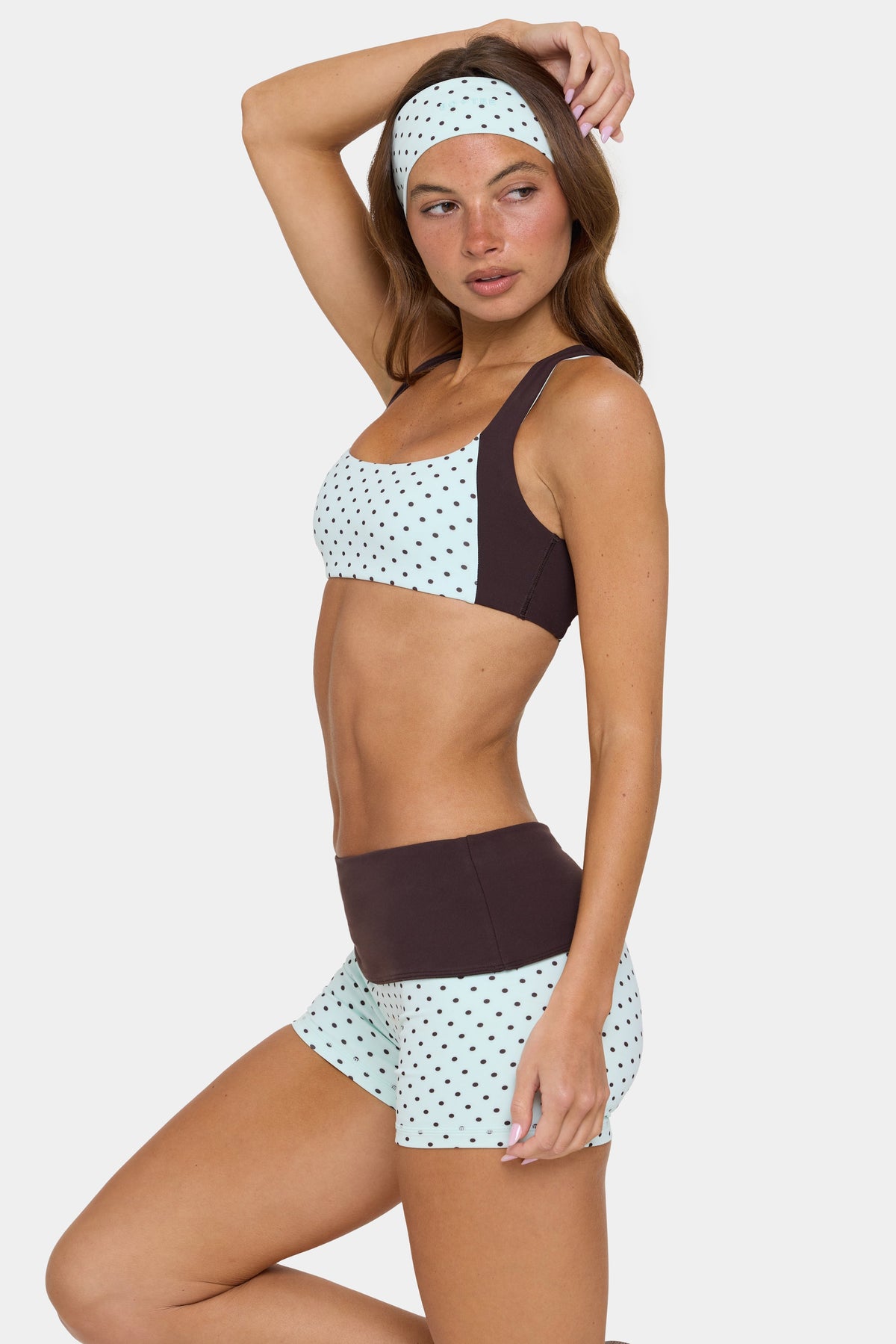 Chic Soft Active Foldover Mini Shorts in Mint Chip