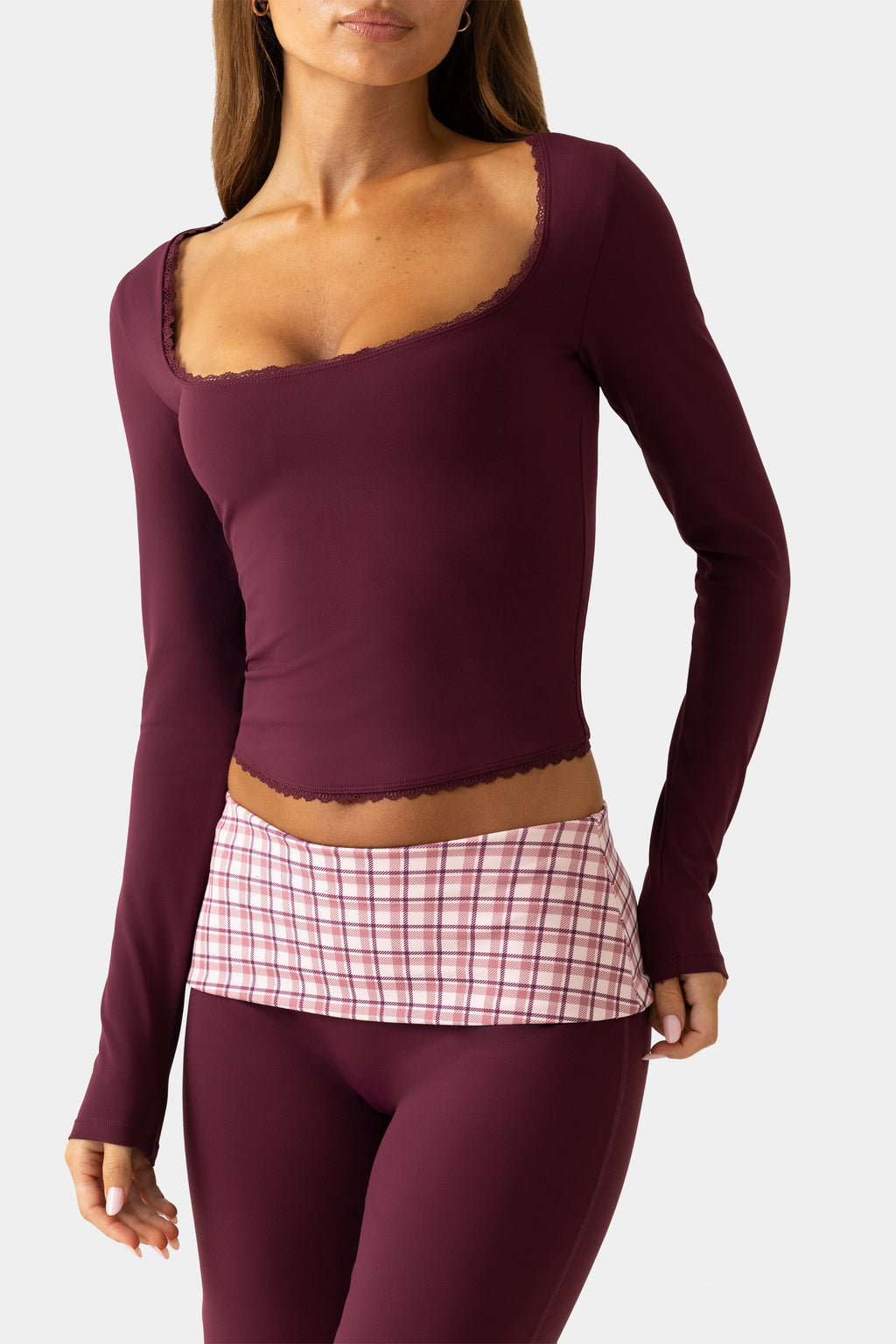 Chic Soft Active Long-Sleeve Top in Plum