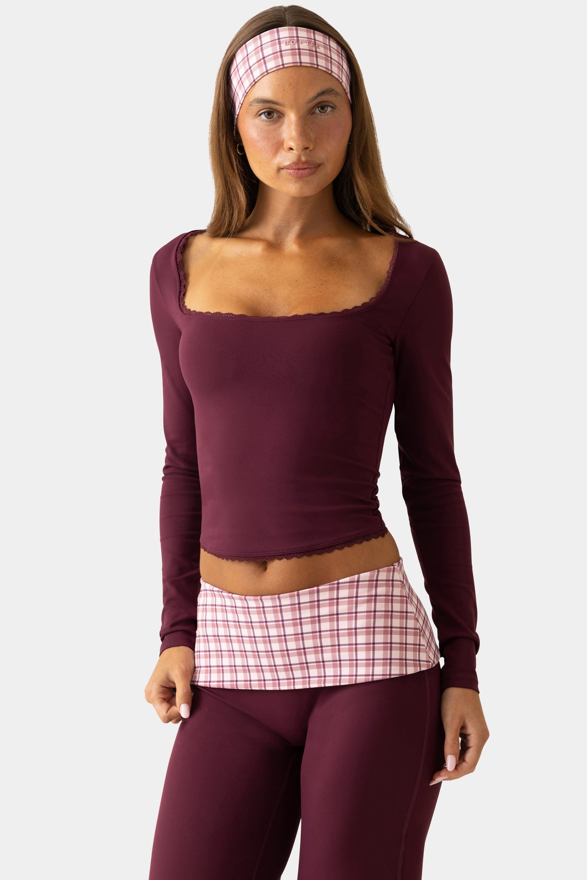 Chic Soft Active Long-Sleeve Top in Plum