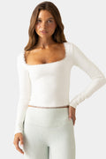 Chic Soft Active Long-Sleeve Top in Vanilla