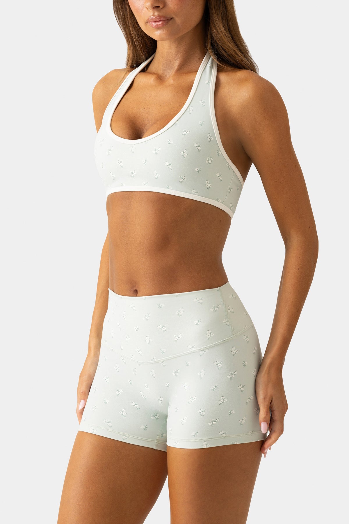 Chic Soft Active Mini Shorts in Matcha Meadow