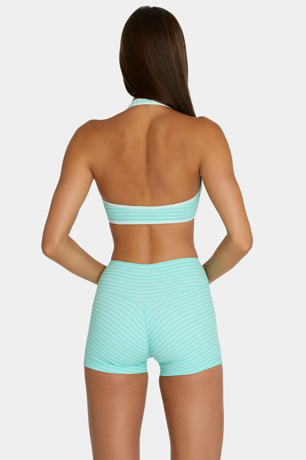 Chic Soft Active Reversible Sports Bra in Aqua Stripe