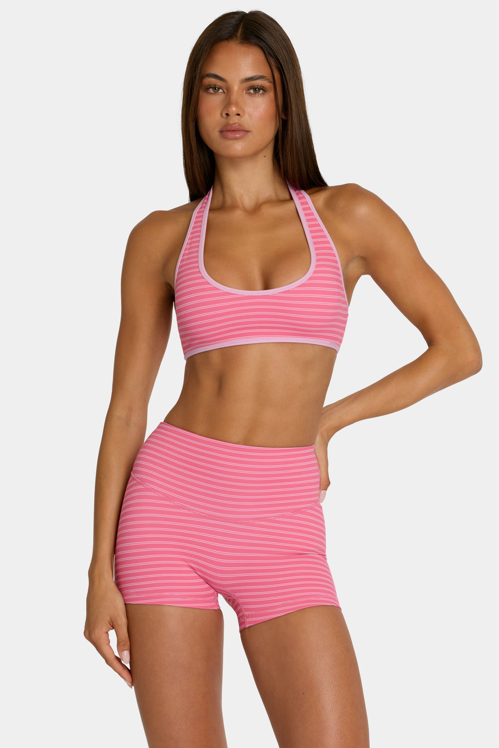 Chic Soft Active Reversible Sports Bra in Pink Stripe