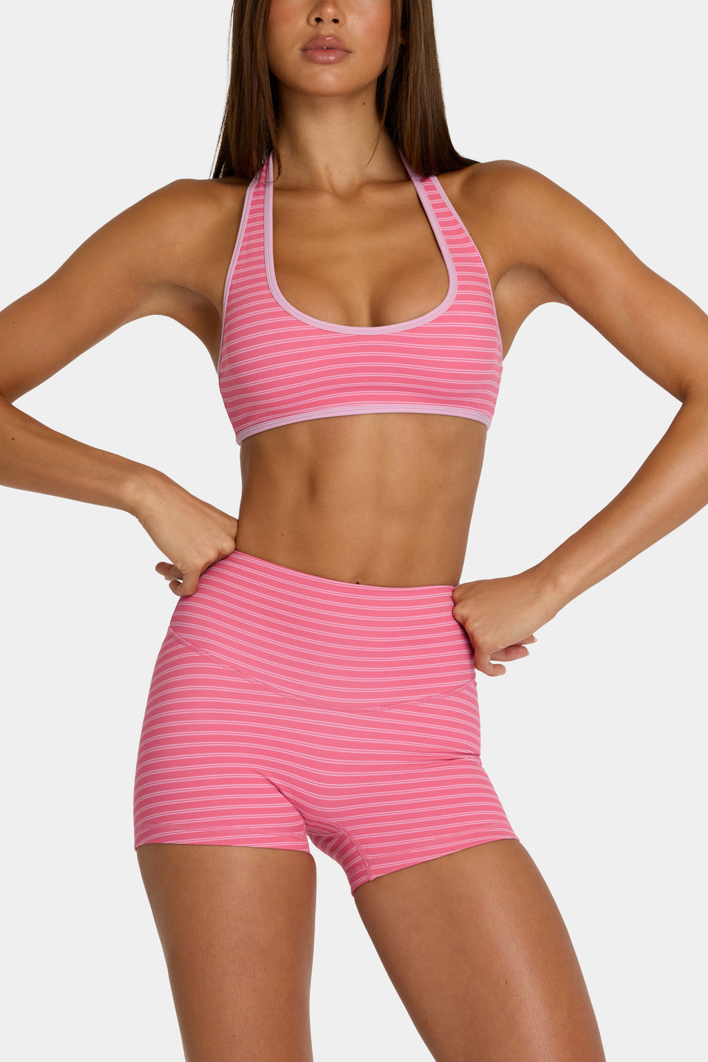Chic Soft Active Reversible Sports Bra in Pink Stripe