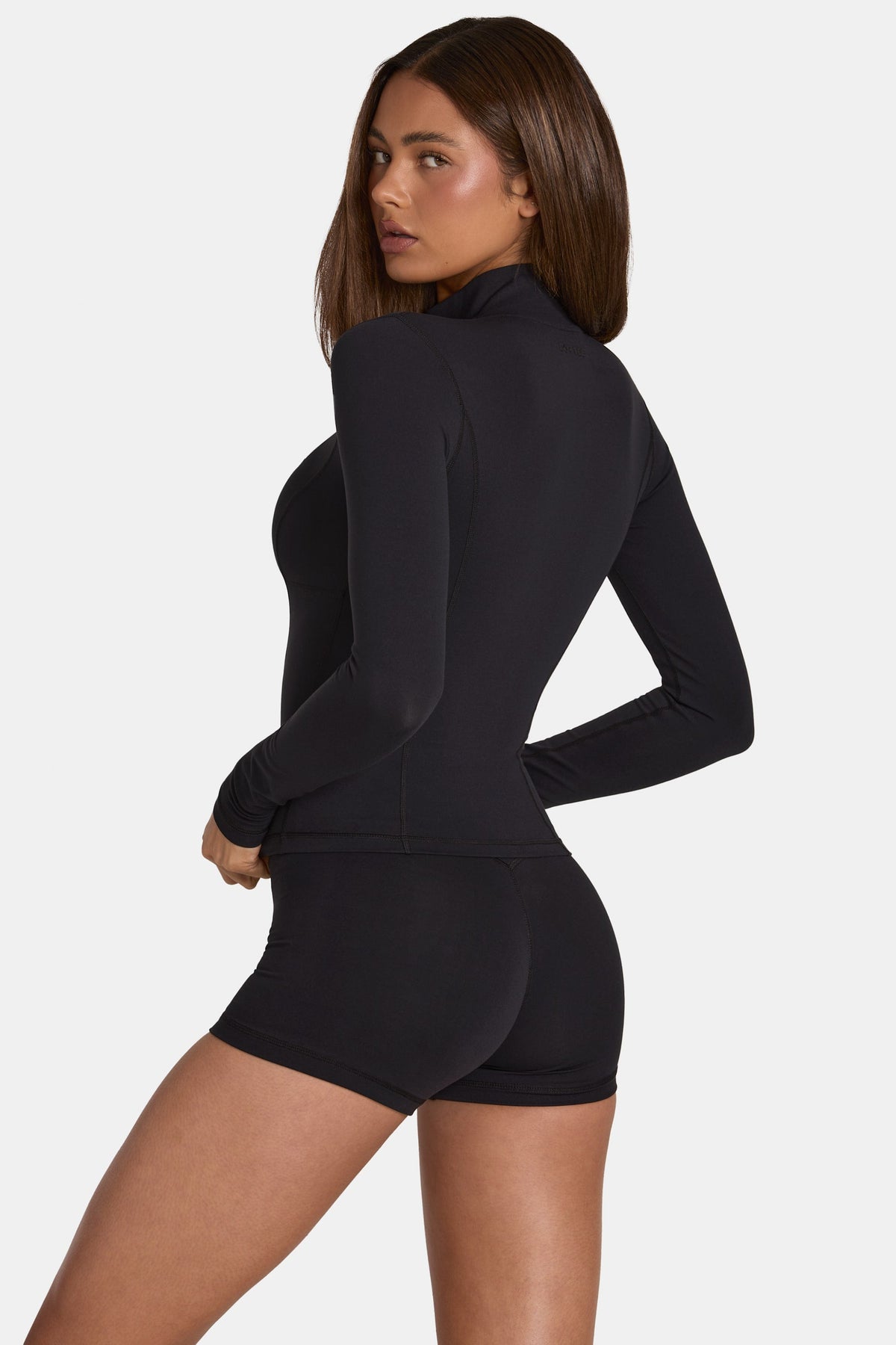 Chic Soft Active Zip-Up Jacket in Black