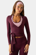 Chic Soft Jersey Wrap Top in Plum