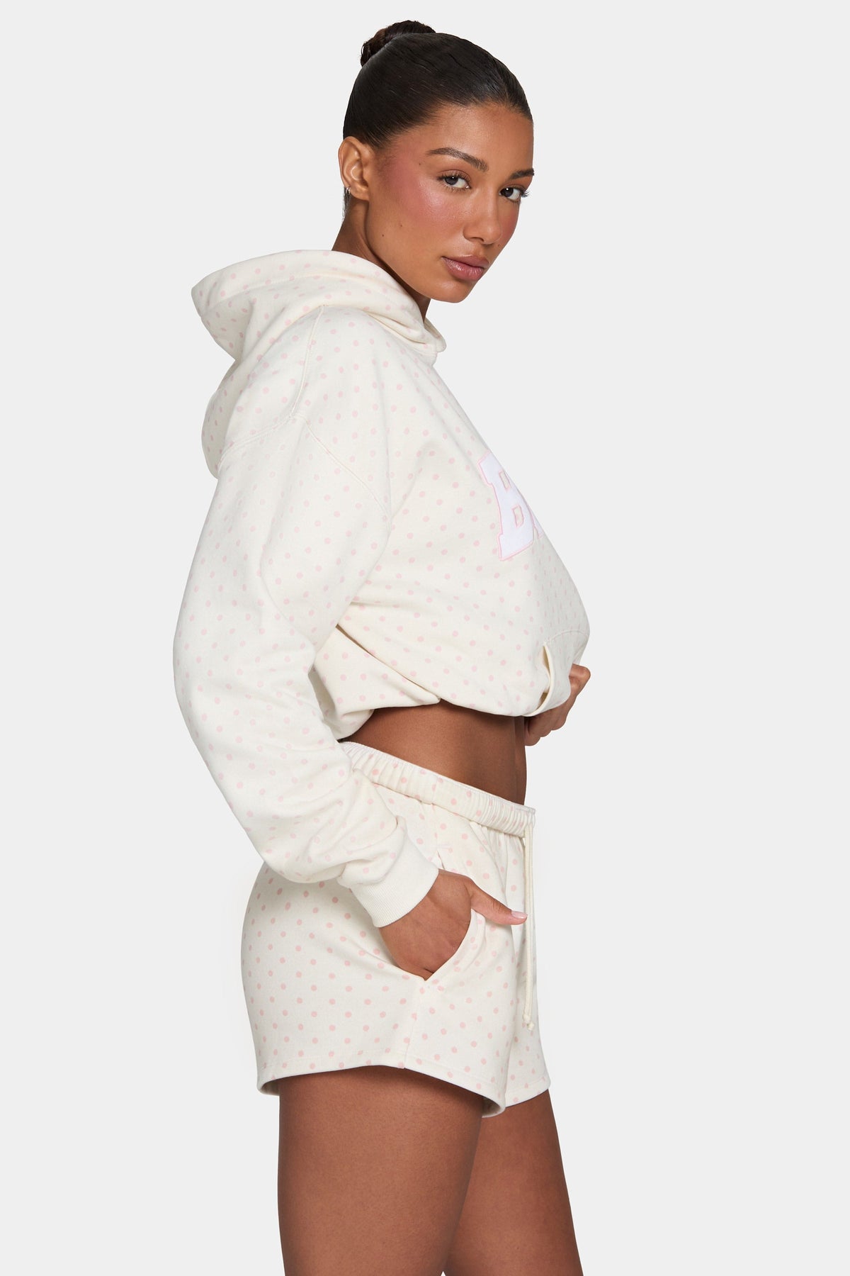 Chic Sweat Shorts in Blush Polka Dot
