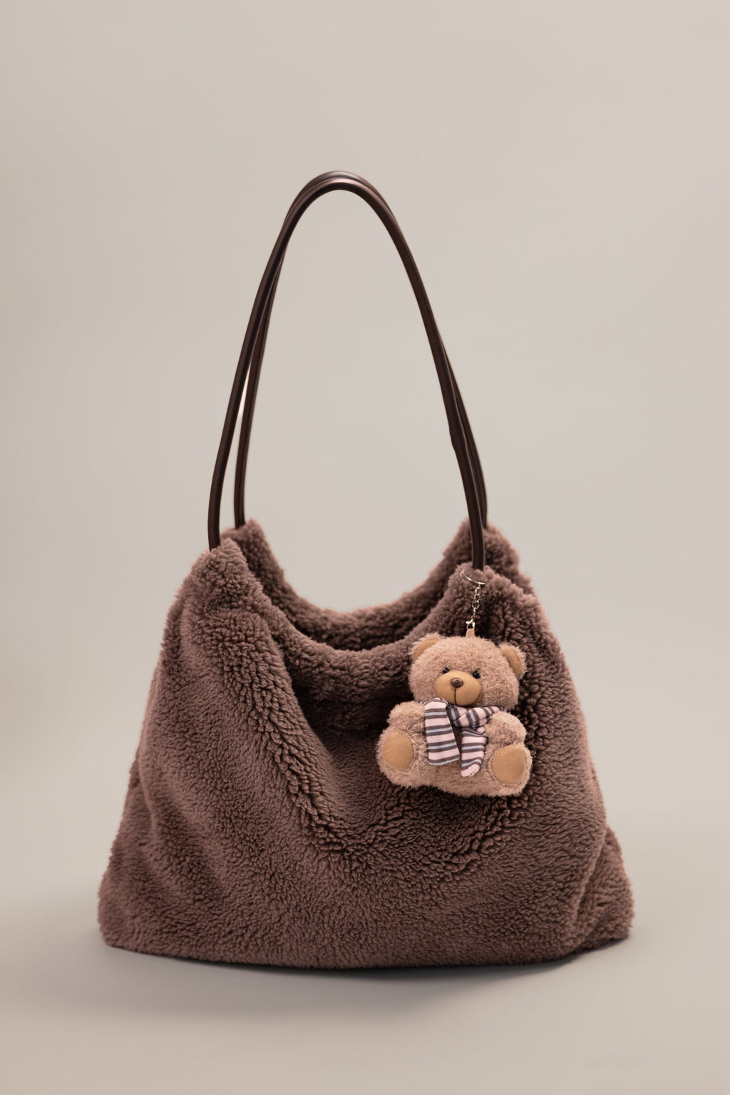 Chic Teddy Keychain in Chestnut Stripe