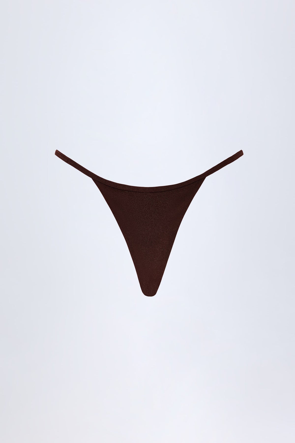 Chic Charm-Detail Thong Bikini Bottoms in Dark Chocolate
